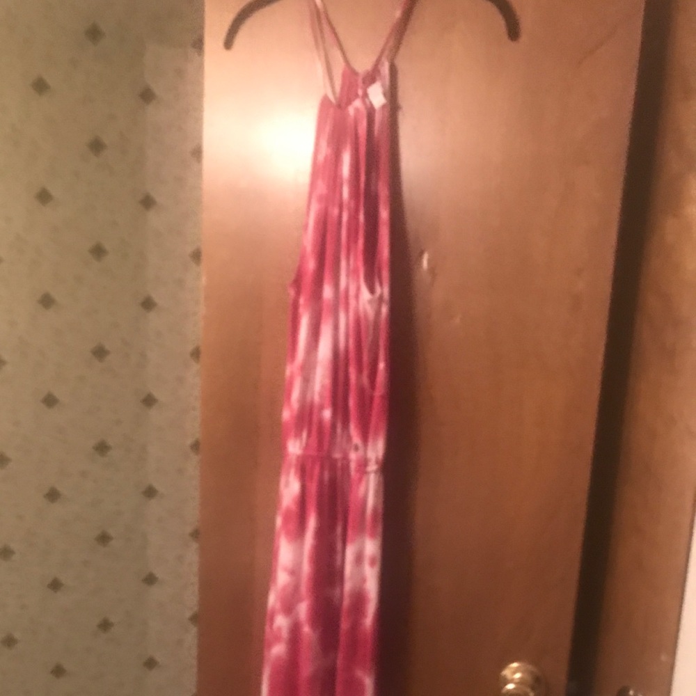 Pink and white, tie-dye maxi dress, Summer dress